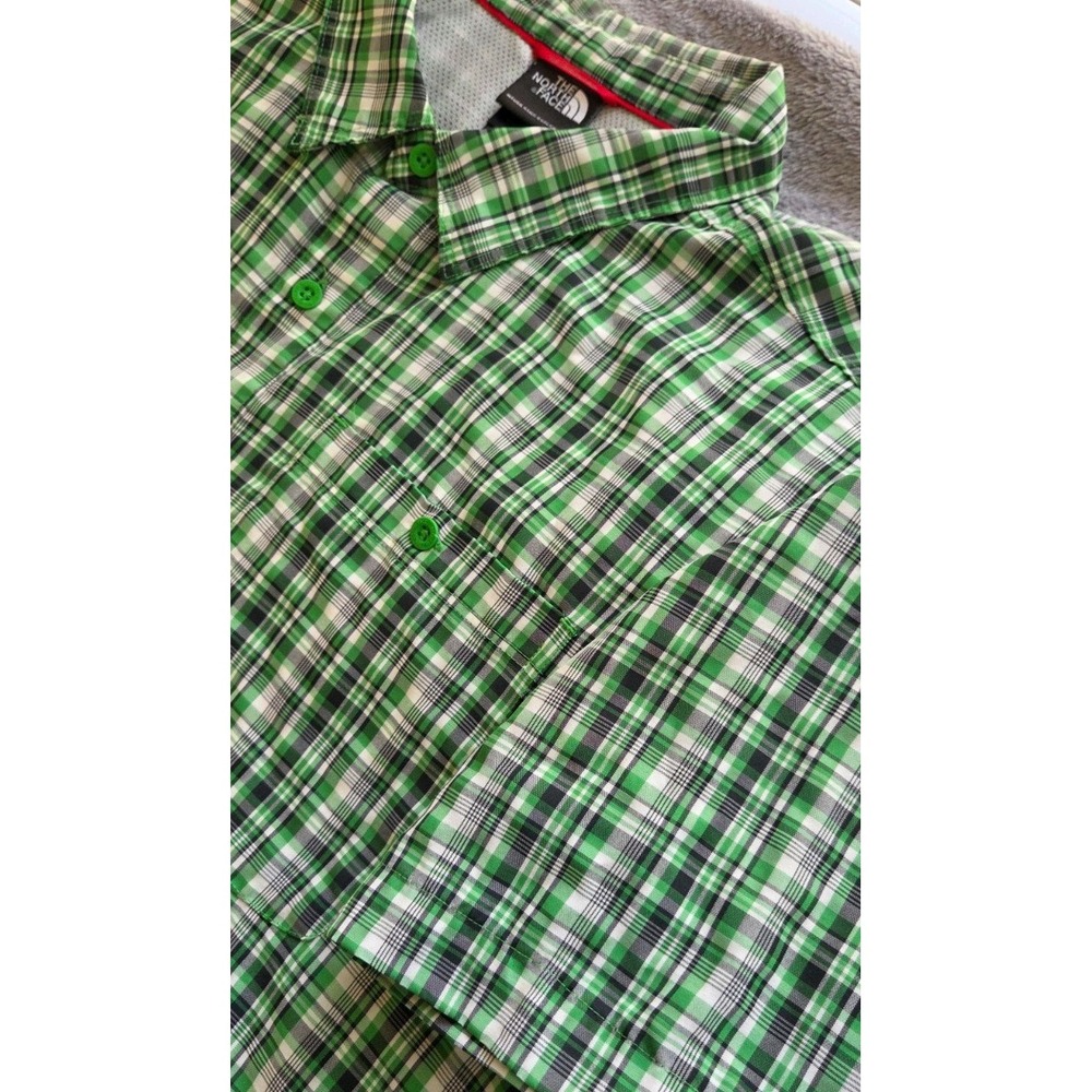 THE NORTH FACE MENS SHORT SLEEVE GREEN/BLACK PLAID BUTTONUP CAMP/HIKING SZ XXL